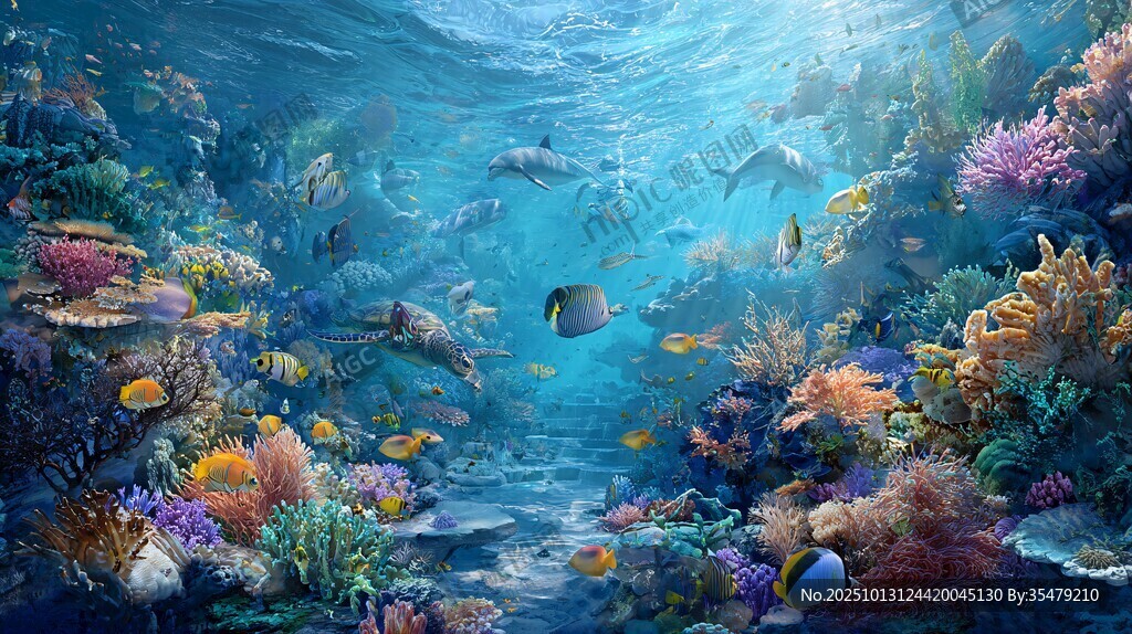 夢幻海底世界繽紛珊瑚魚群