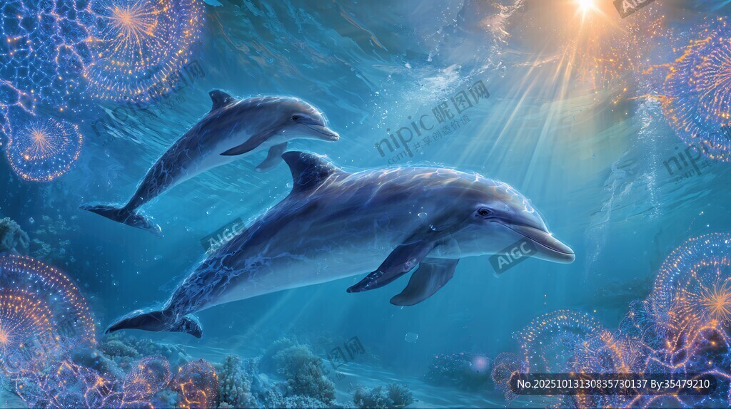 夢(mèng)幻海豚共游海底世界