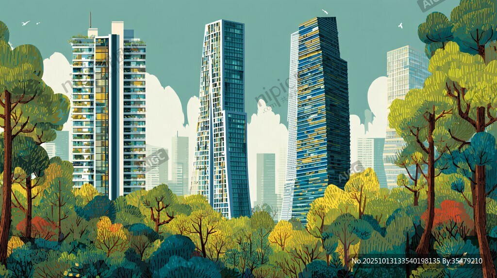 都市森林中的高樓景觀