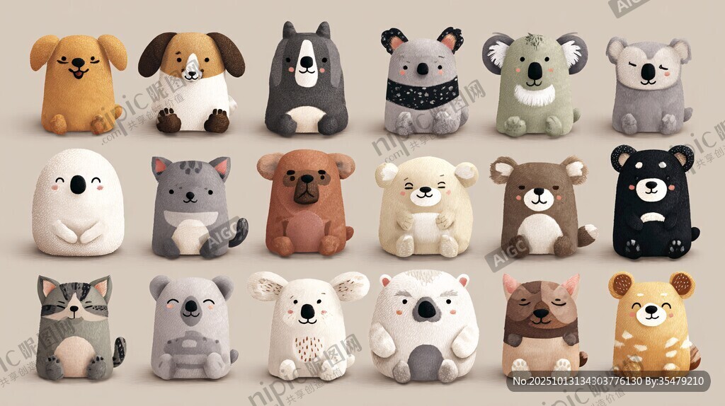 可愛動物擺件集合展示