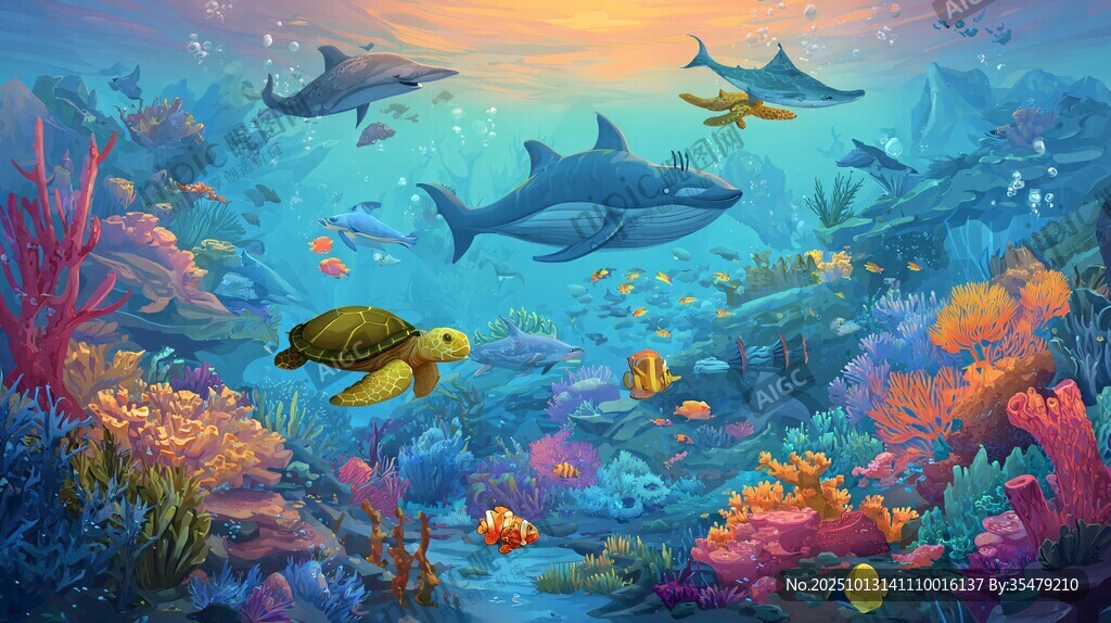 夢幻海底世界海洋生物共舞