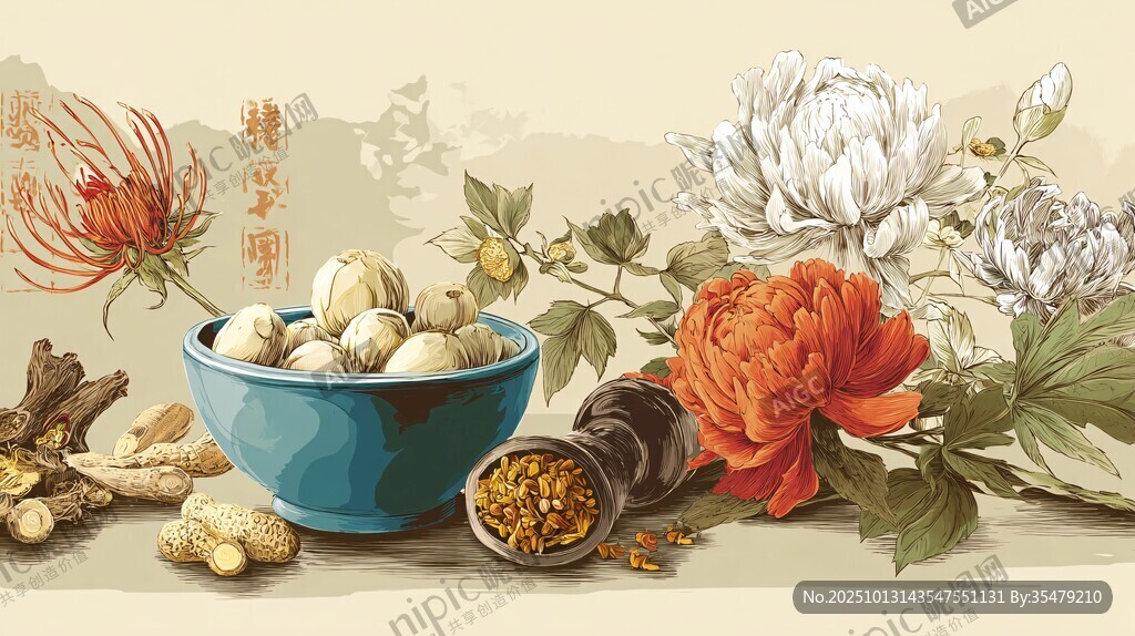 中式藥食花卉雅致組合