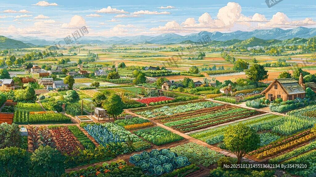 田園風(fēng)光 多彩農(nóng)田與村莊