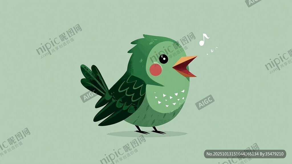 綠色小鳥歡快歌唱