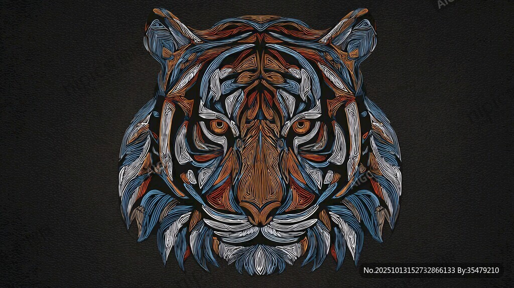 抽象風(fēng)格老虎頭部藝術(shù)插畫