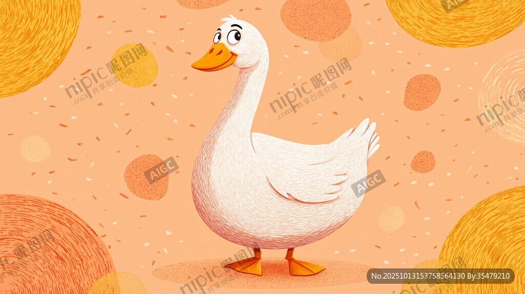 可愛(ài)大白鵝插畫(huà)