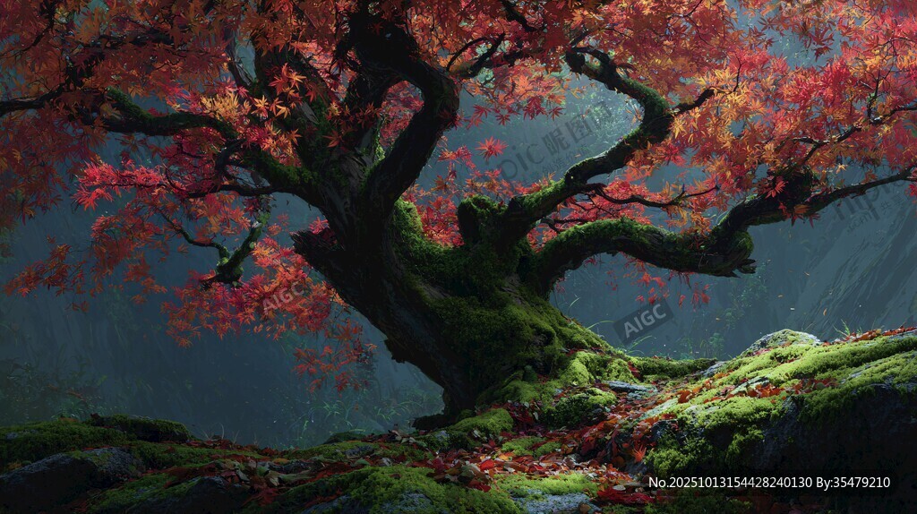 夢(mèng)幻紅楓古樹 神秘自然景象