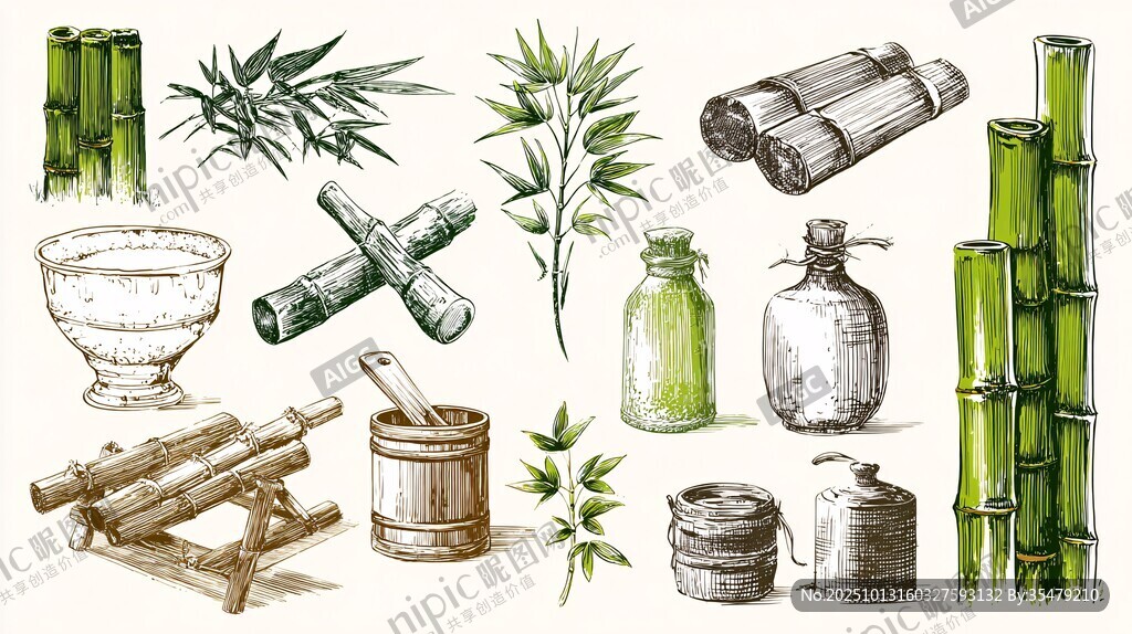 手繪中式竹制器具與用品