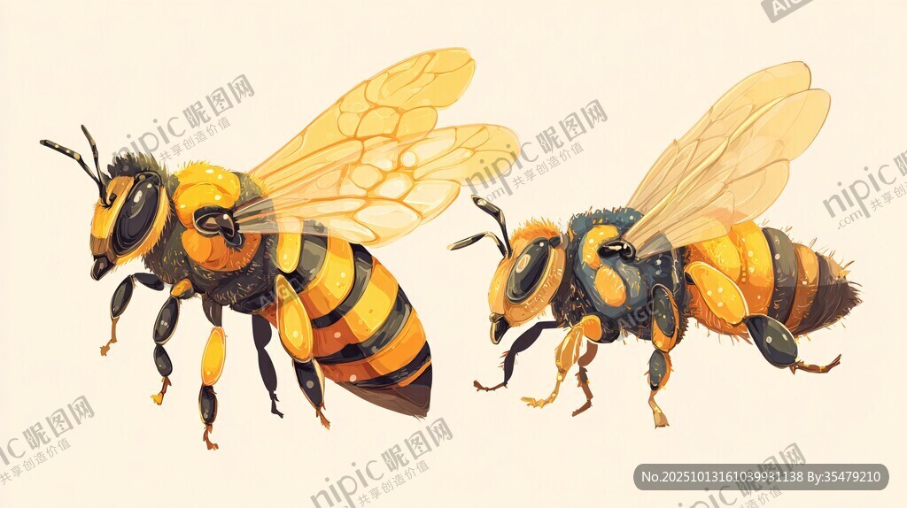 兩只蜜蜂插畫