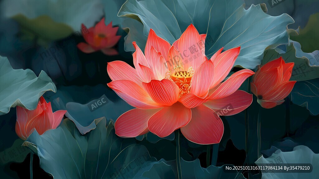 盛開的嬌艷荷花