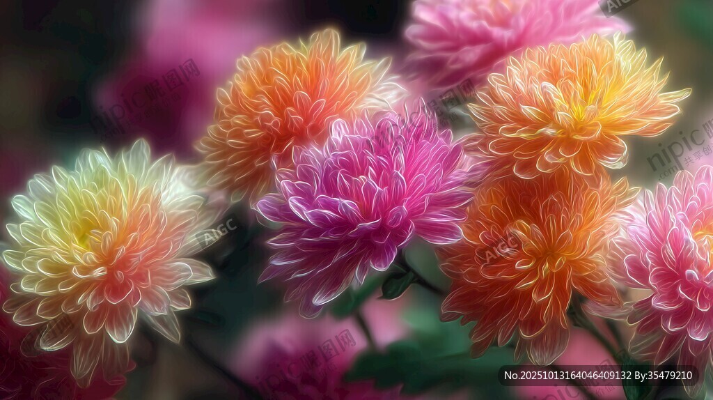 多彩菊花綻放