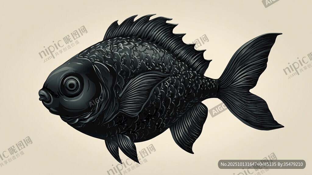 黑色金魚插畫
