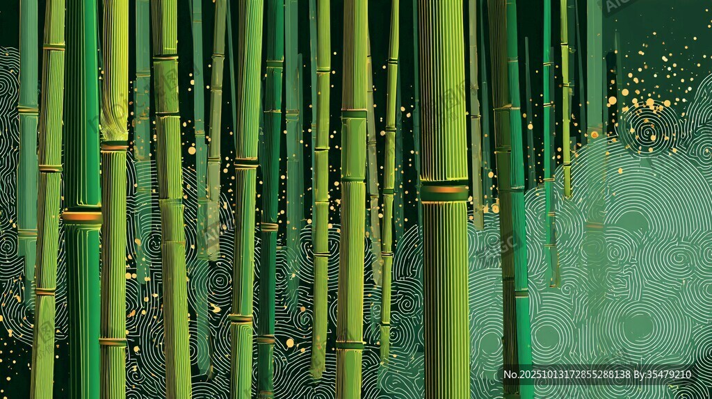 夢幻竹林中的點點熒光
