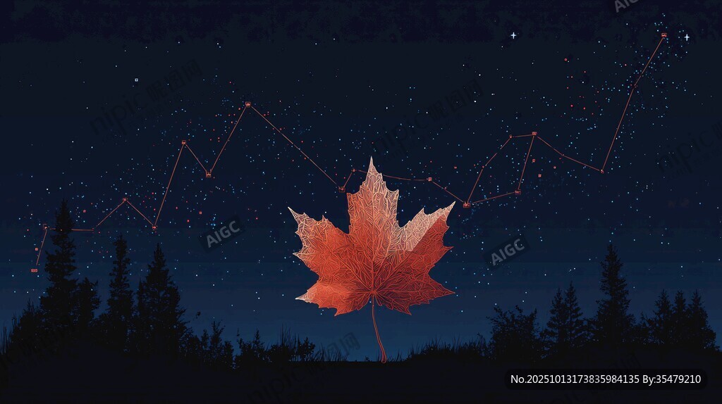 夜空中的楓葉與星座美景