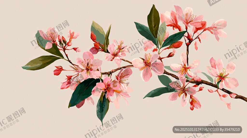 粉色爛漫花枝圖