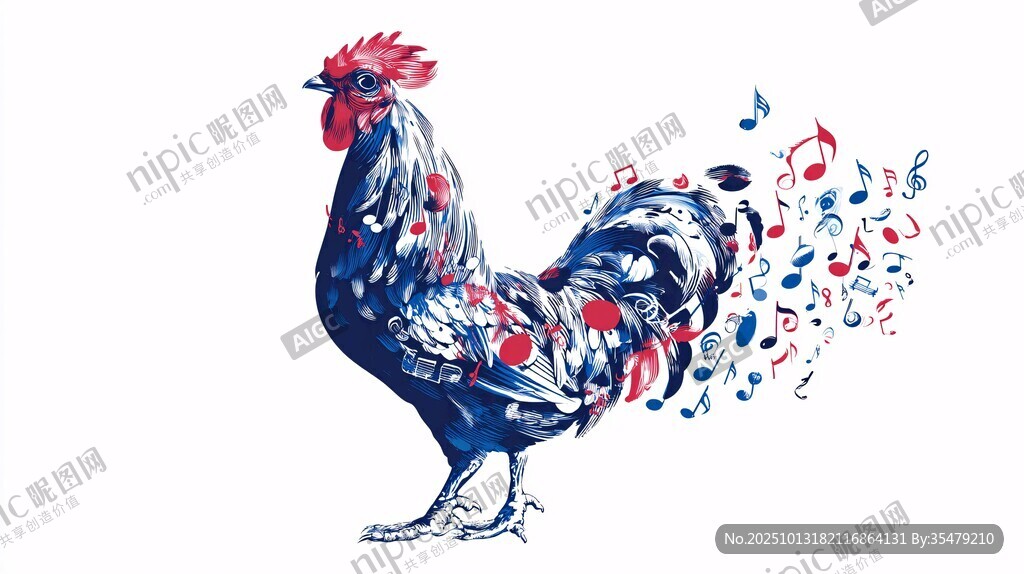 音樂公雞插畫