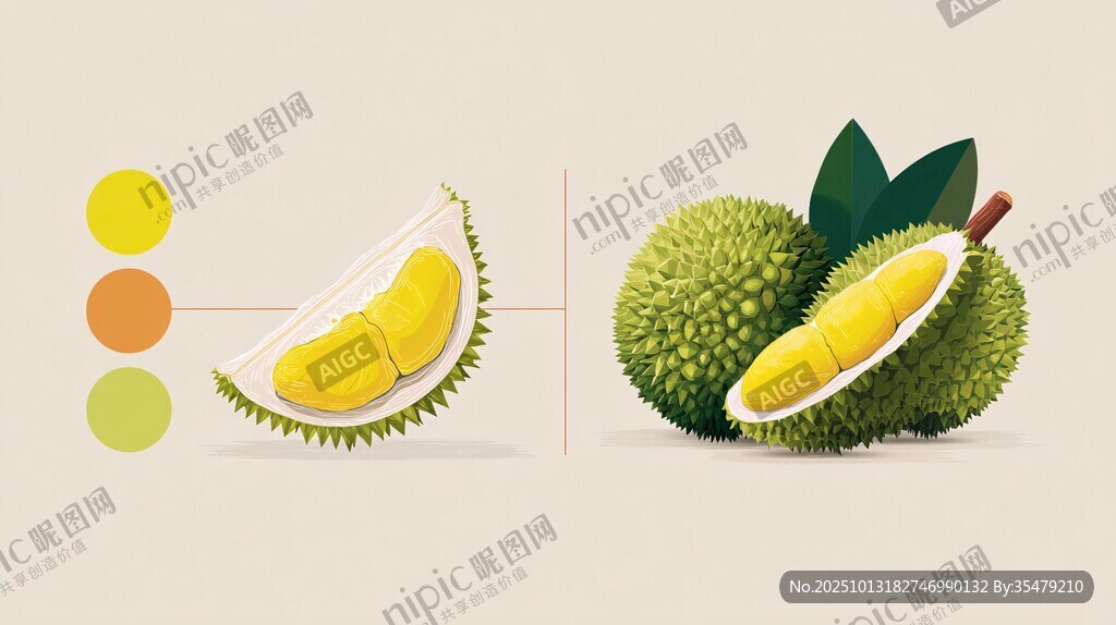 剝開(kāi)的榴蓮 視覺(jué)與色彩呈現(xiàn)
