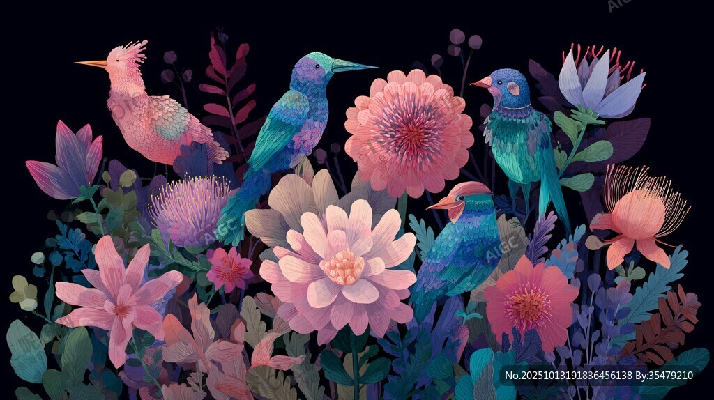 花鳥共舞的夢幻植物世界