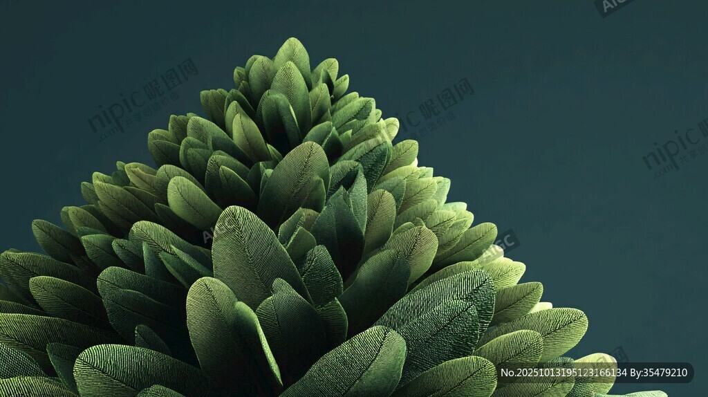 翠綠葉片構(gòu)成的獨(dú)特植物造型
