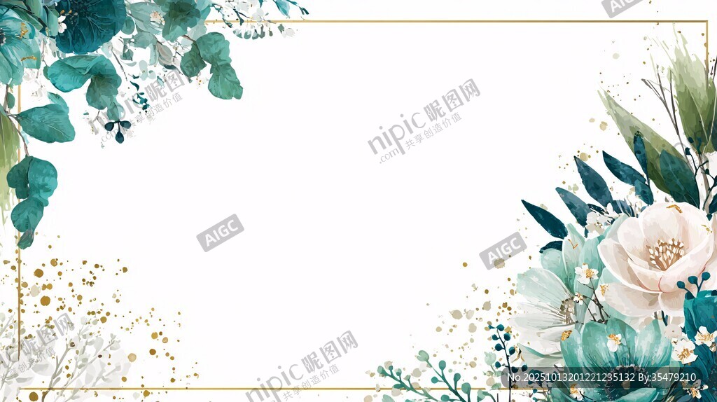 清新花卉邊框裝飾圖案