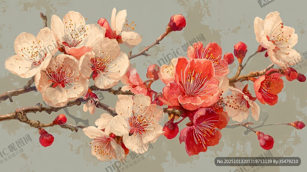 嬌艷桃花枝 春日好風光