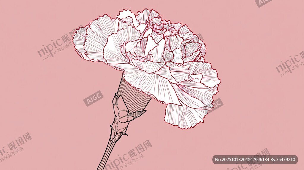 粉色康乃馨插畫花卉圖案