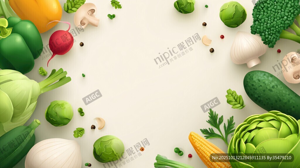 多彩蔬菜環(huán)繞的清新畫面