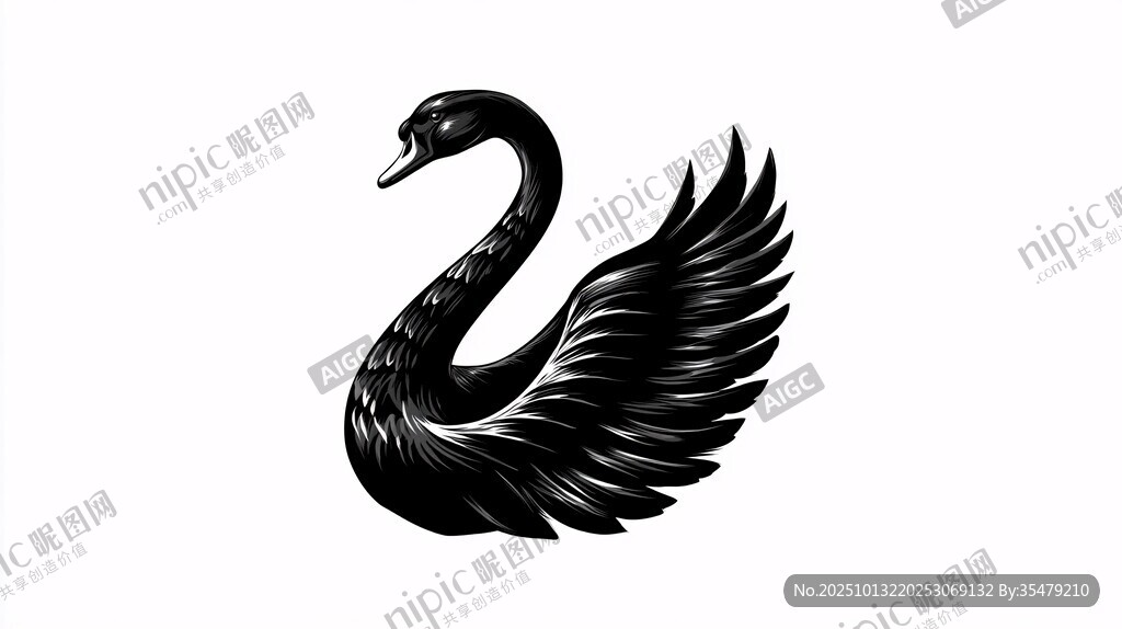 黑天鵝優(yōu)雅剪影圖案