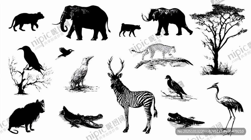 野生動(dòng)物剪影集合
