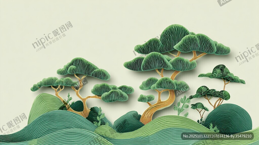 立體剪紙風(fēng)中式山林景觀