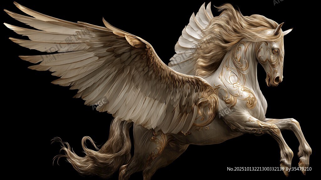 金色飛馬展翅騰飛