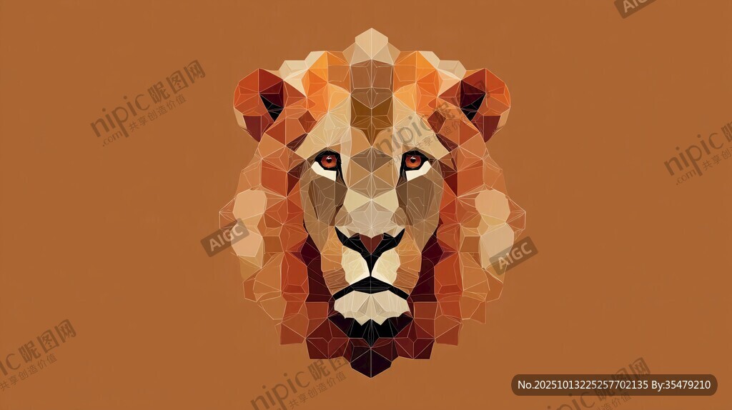 幾何風(fēng)格獅子頭插畫