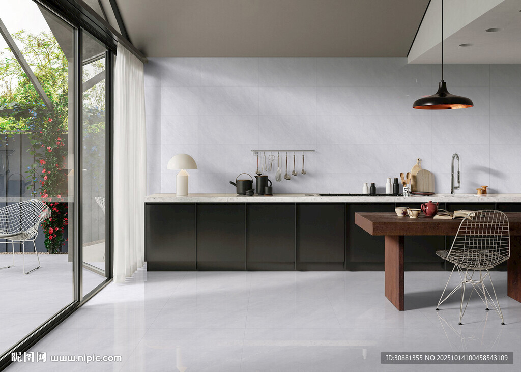 現(xiàn)代簡約開放式廚房分層效果圖