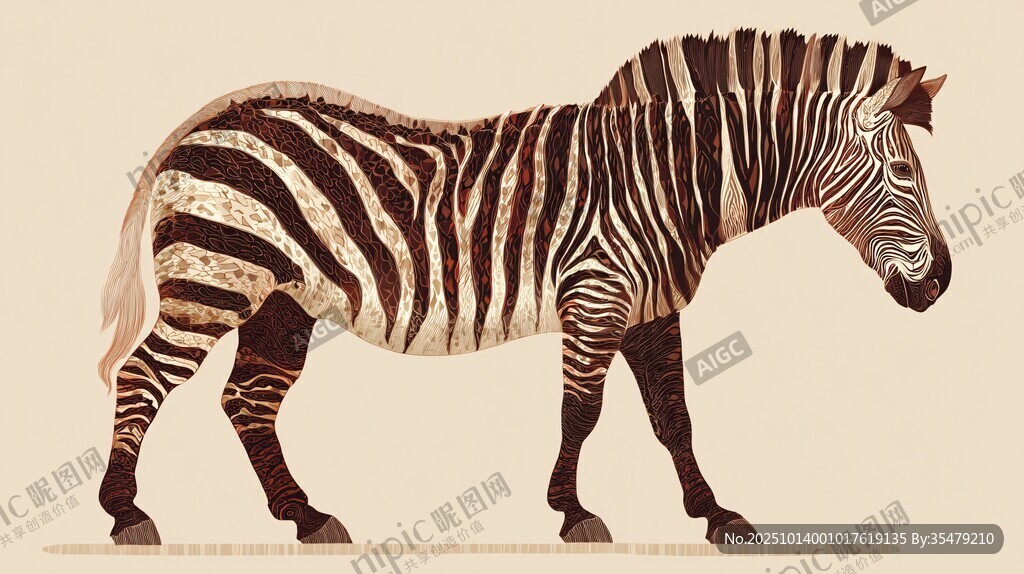 獨(dú)特斑紋斑馬藝術(shù)形象