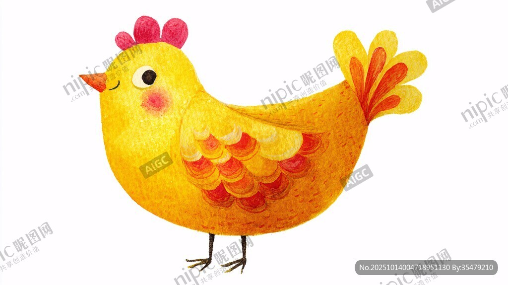 可愛小黃雞插畫