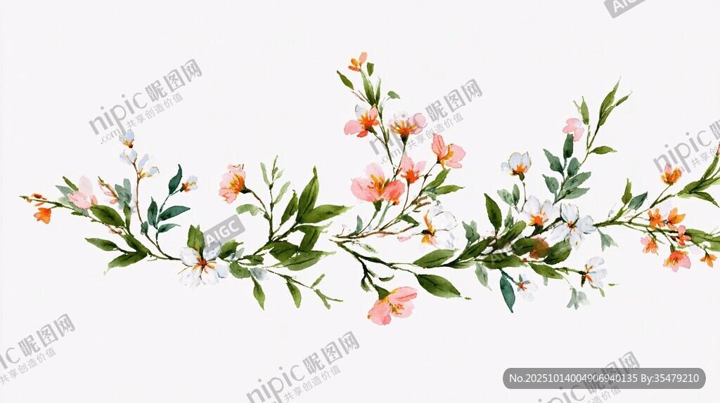 手繪清新花卉裝飾圖案