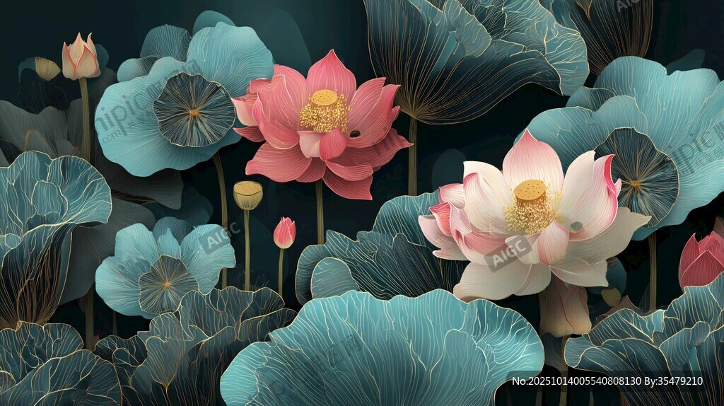 夢幻荷韻 水墨風(fēng)荷花綻放