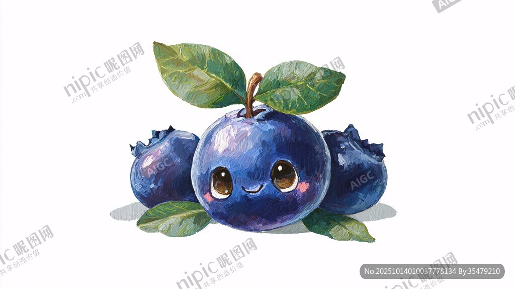 可愛卡通藍莓插畫