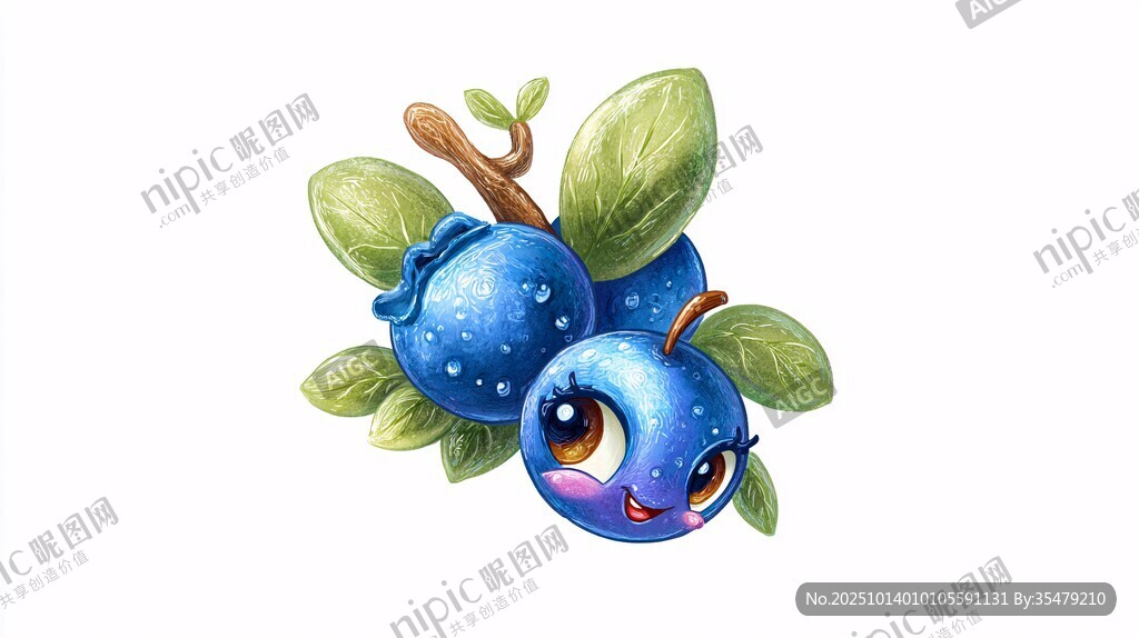 可愛卡通藍(lán)莓插畫