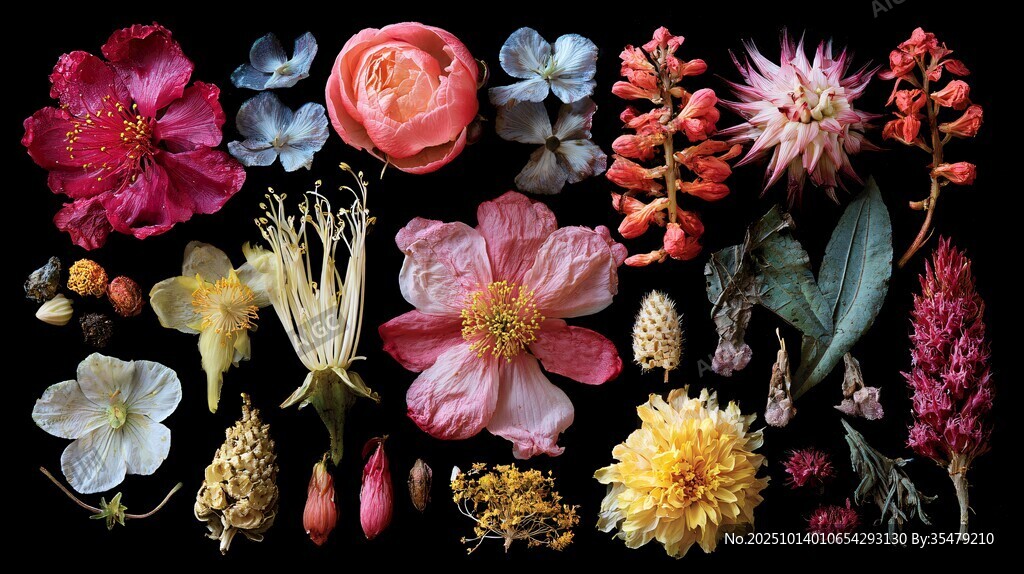 多彩花卉植物標(biāo)本集合
