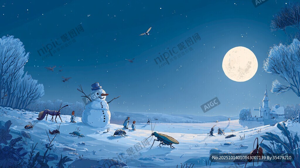 雪夜中的奇幻動(dòng)物聚會(huì)