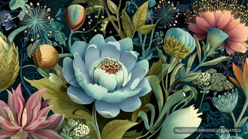 夢(mèng)幻花卉圖案 色彩絢麗