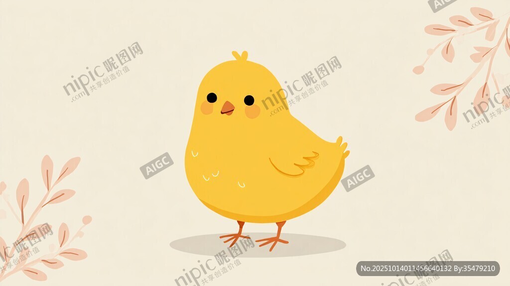 可愛小黃雞插畫