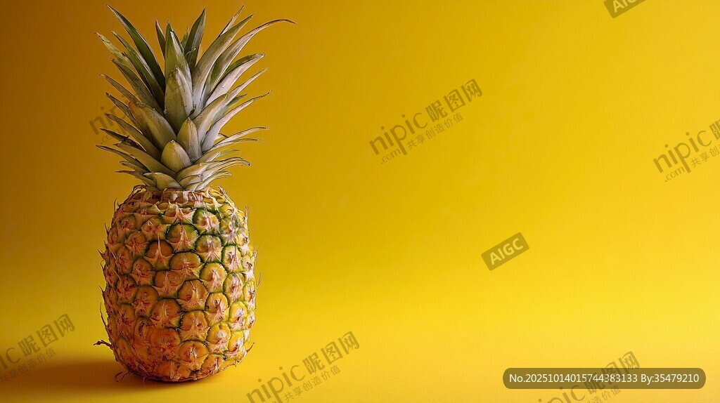 黃色背景上的新鮮菠蘿