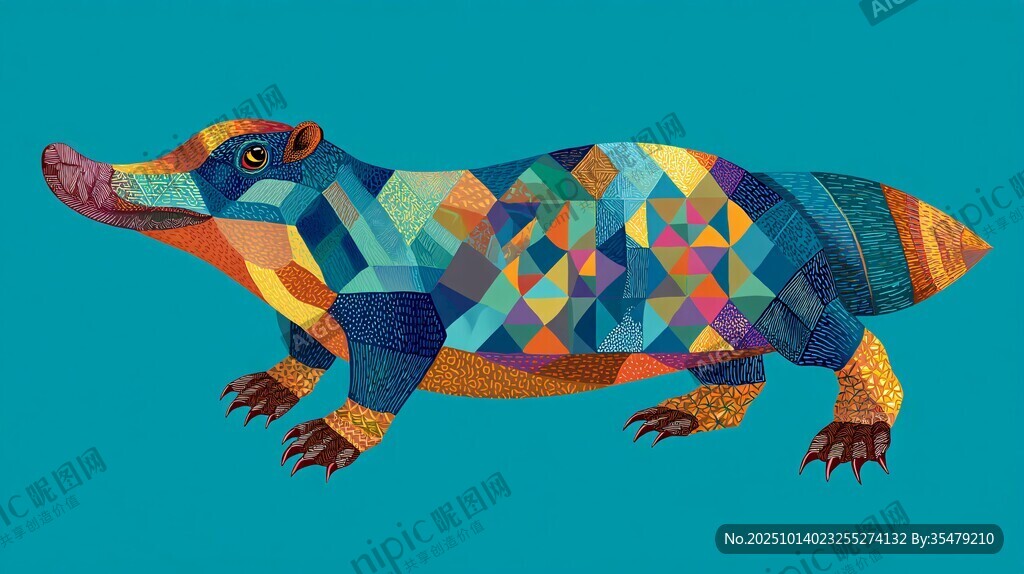 彩色幾何風(fēng)犰狳插畫