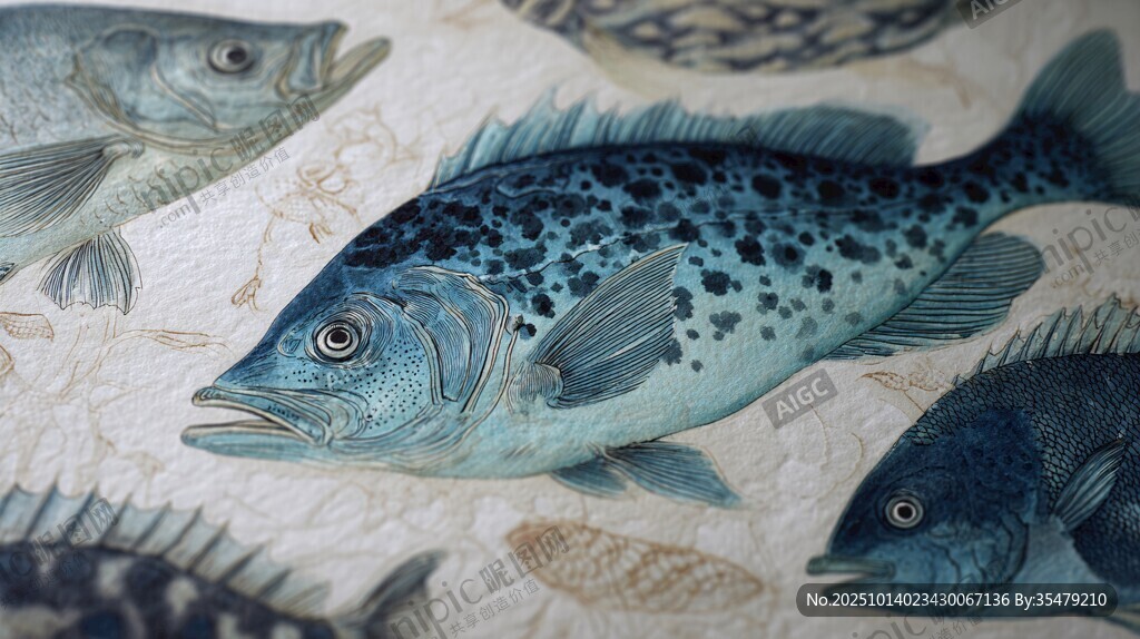 復(fù)古風(fēng)海洋魚類插畫展示