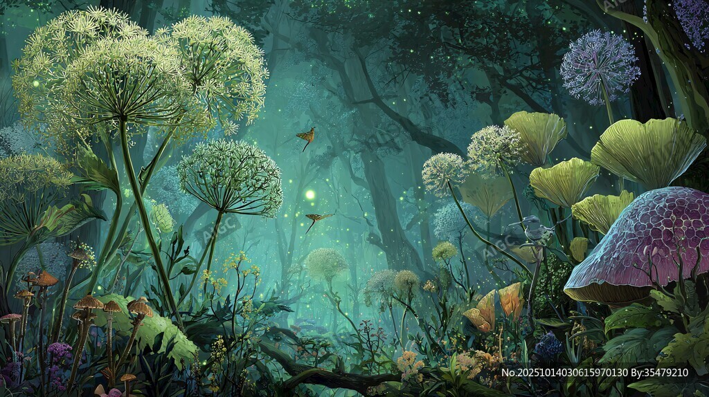 夢(mèng)幻森林中的奇幻植物景觀