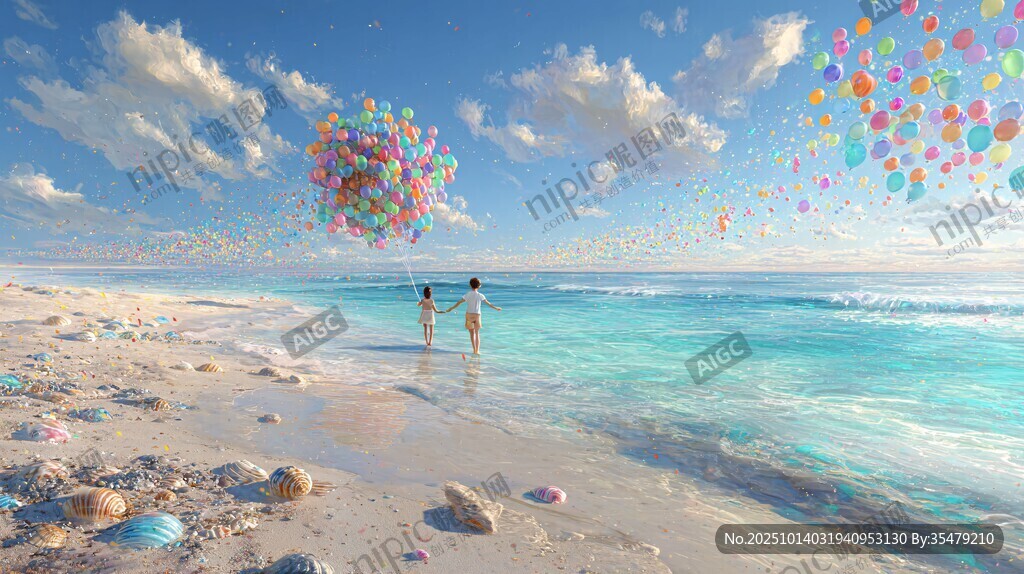 海灘上的浪漫氣球之旅