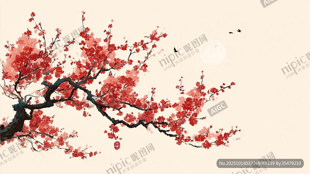 紅梅傲雪圖