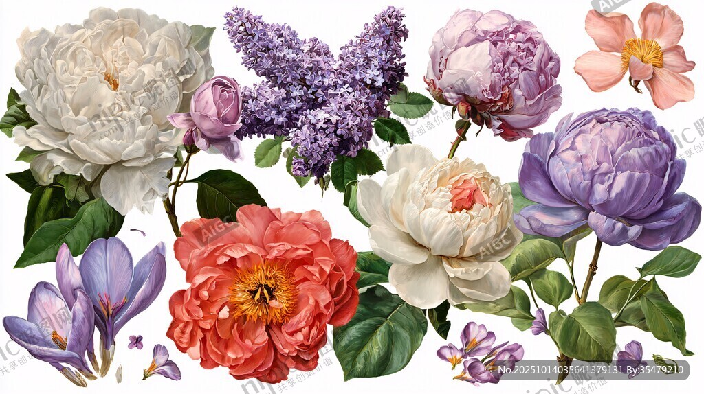 多彩花卉組合圖